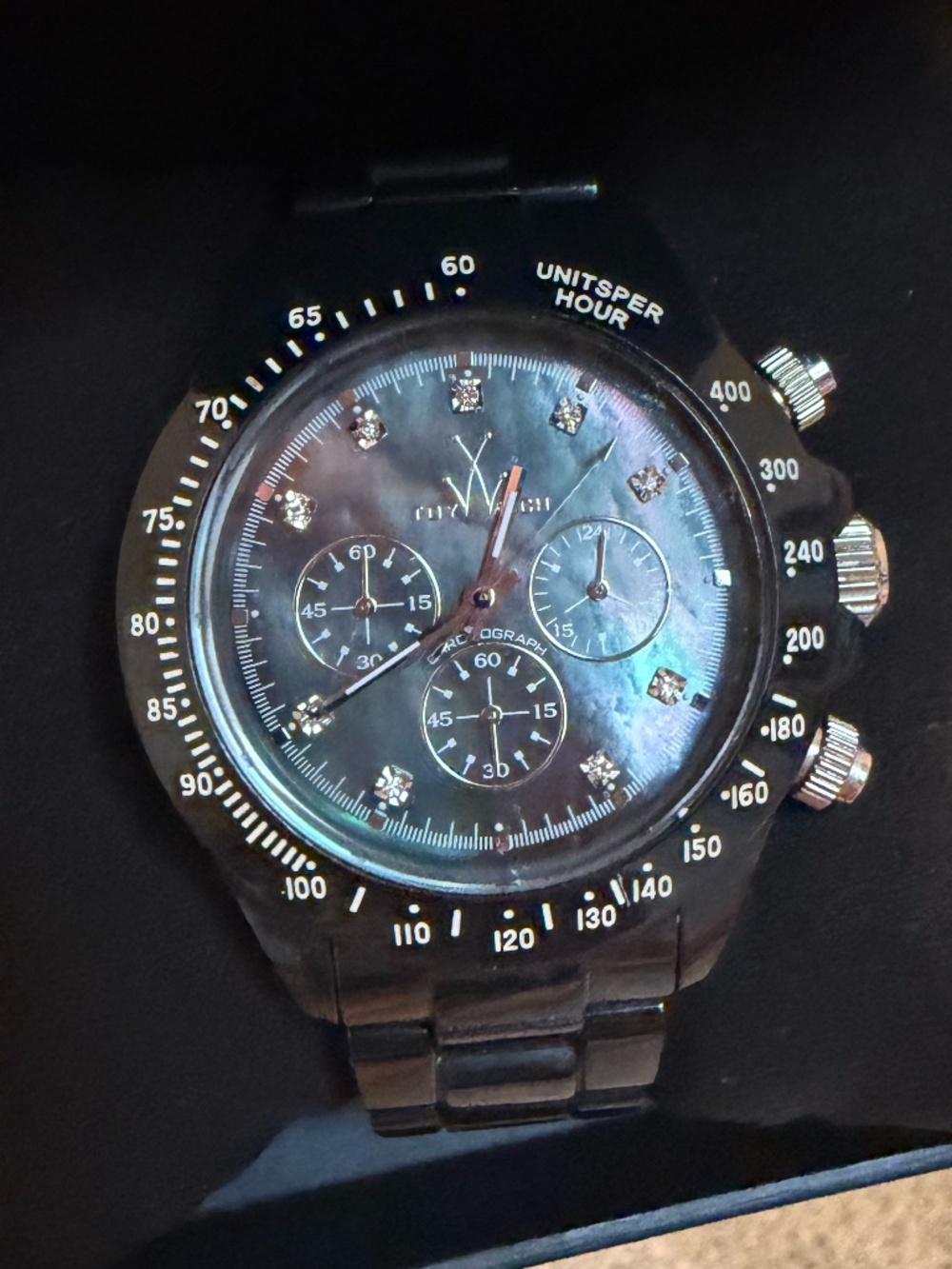 Toy Watch Black Plasteramic Chronograph Watch Mother of Pearl